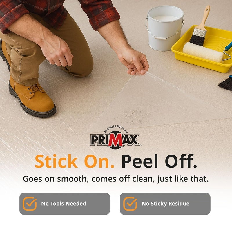 Primax Carpet Protector Film 24" x 200' – Self-Adhesive Carpet Protection Film – Clear Plastic Floor Cover – Sticky, Tear-Resistant, Easy Removal – for Moving, Painting, Construction - Image 5